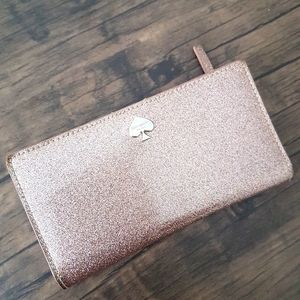 Kate Spade rose gold glitter wallet - make offer!!